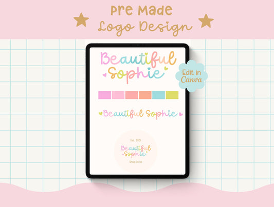 Diseño de logotipo de moda - Logotipo retro boho - Logotipo colorido - Logotipo de pequeña empresa - Logotipos modernos brillantes - Logotipo de boutique para niños - Logotipo divertido