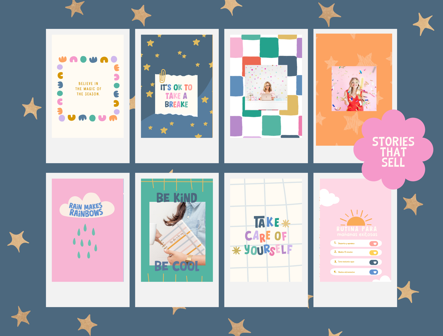 Rainbow Instagram template Bundle