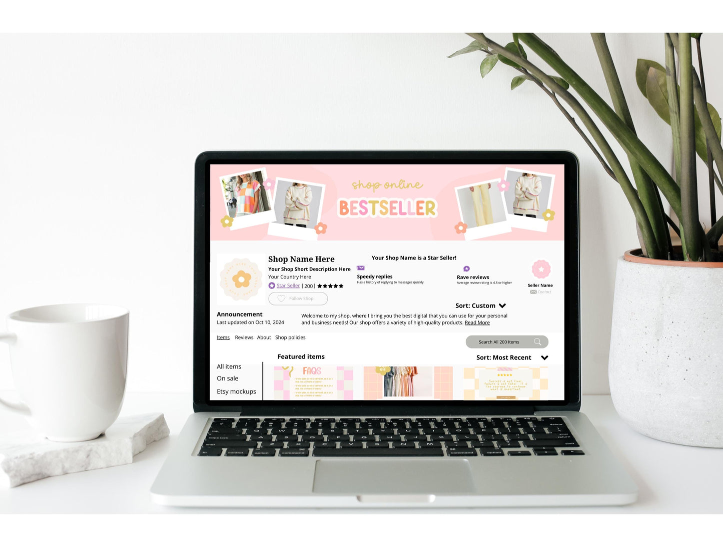 Kit de tienda Etsy con temática de atardecer - Plantillas de banner y anuncios de Etsy - Plantillas divertidas de Canva para impulsar tu tienda online