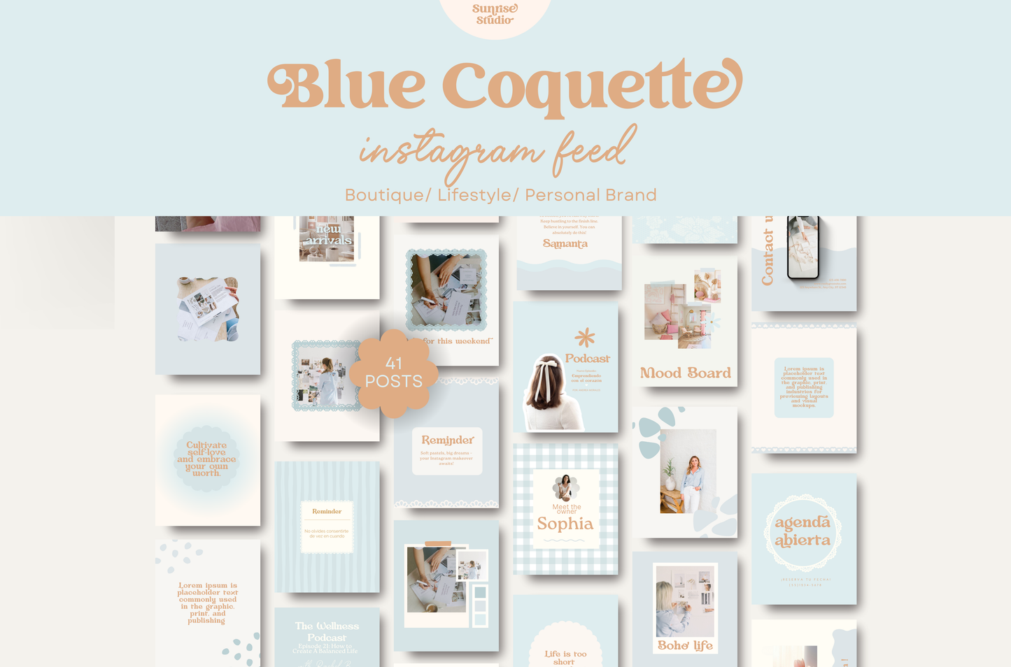 Blue Coquette Aesthetic Instagram Template