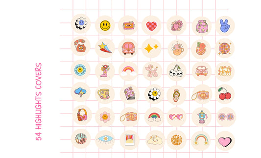 Iconos de Instagram de estilo retro boho, portadas de historias destacadas de Instagram de estilo retro, portadas de historias de Instagram de estilo retro con estilo, plantillas de Canva