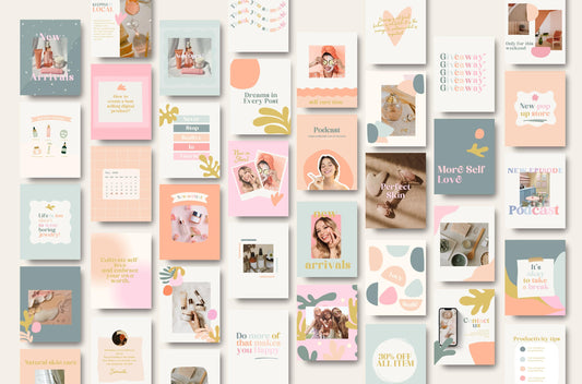 Feed de Instagram orgánico y divertido / Plantilla de Canva para marcas de belleza y cuidado de la piel / pequeñas empresas / feed de moda