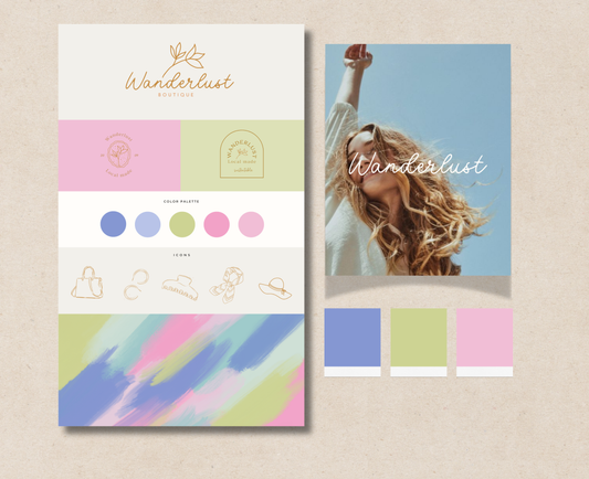 Pastel Artistic Design Pre-Made Branding Kit for Canva | Editable Logo, Submark, Color Palette & Fonts | DIY Brand Design for Small Biz