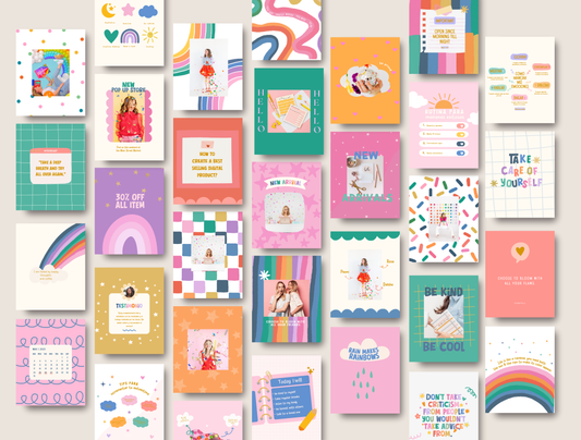 Rainbow Instagram template Bundle
