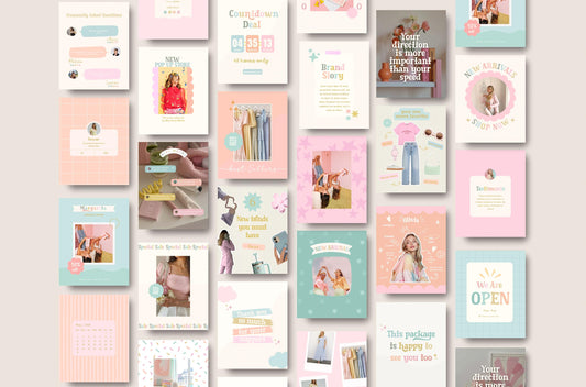 Plantilla de Instagram de moda y colores pastel: alto impacto visual, ideal para marcas de ropa, boutiques y tiendas de moda - HC01