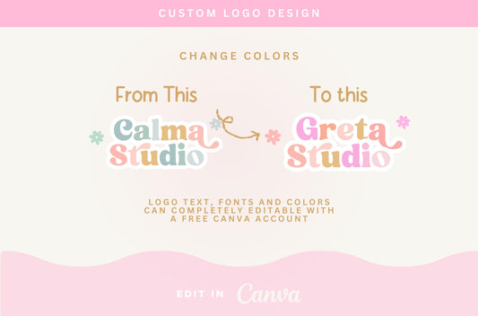 Logotipo colorido: diseño bohemio retro de moda para pequeñas empresas, logotipos modernos y brillantes para boutiques infantiles y marcas divertidas.
