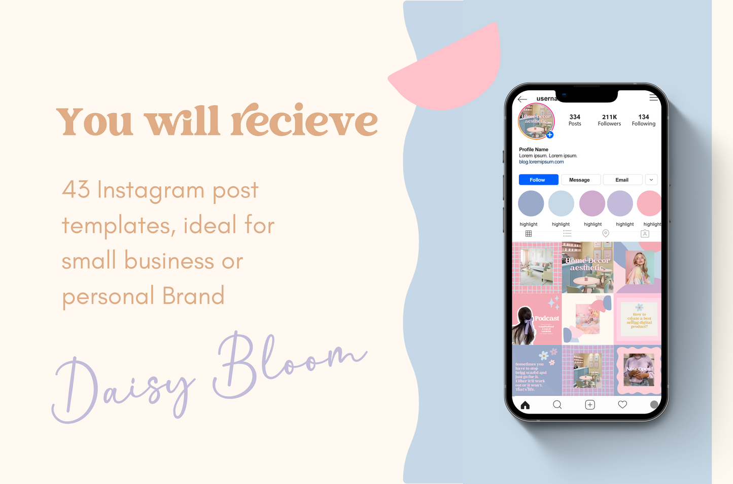 Pastel playful flowers instagram- Daisy Bloom Collection