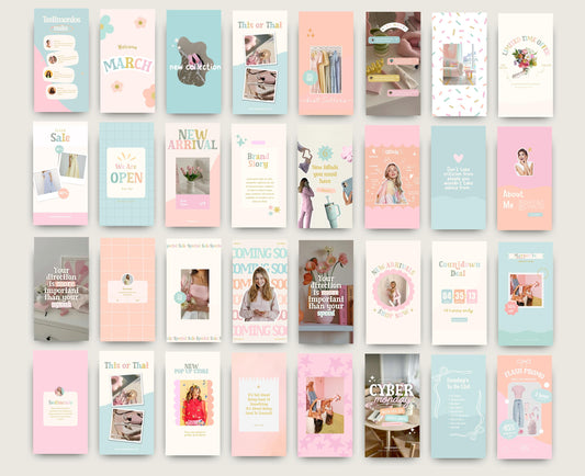 Historias de Instagram con colores pastel de moda: diseños llamativos que impulsan las ventas de marcas y boutiques de moda - HC01