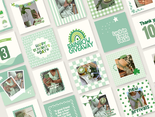 Paquete de Instagram para el Día de San Patricio: publicaciones, historias y destacados para marketing festivo