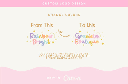 Logotipo colorido: diseño bohemio retro de moda para pequeñas empresas, logotipos modernos y brillantes para boutiques infantiles y marcas divertidas.