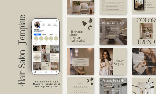 Peluquería/ Belleza, Plantilla de feed de Instagram minimalista moderna / Canva- Post, alto impacto visual y estrategia de participación para pequeñas empresas