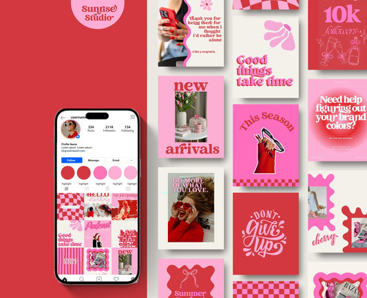 Vibrant Red & Pink Instagram Template Pack | Trendy Canva Templates for Influencers, Content Creators & Digital Marketers