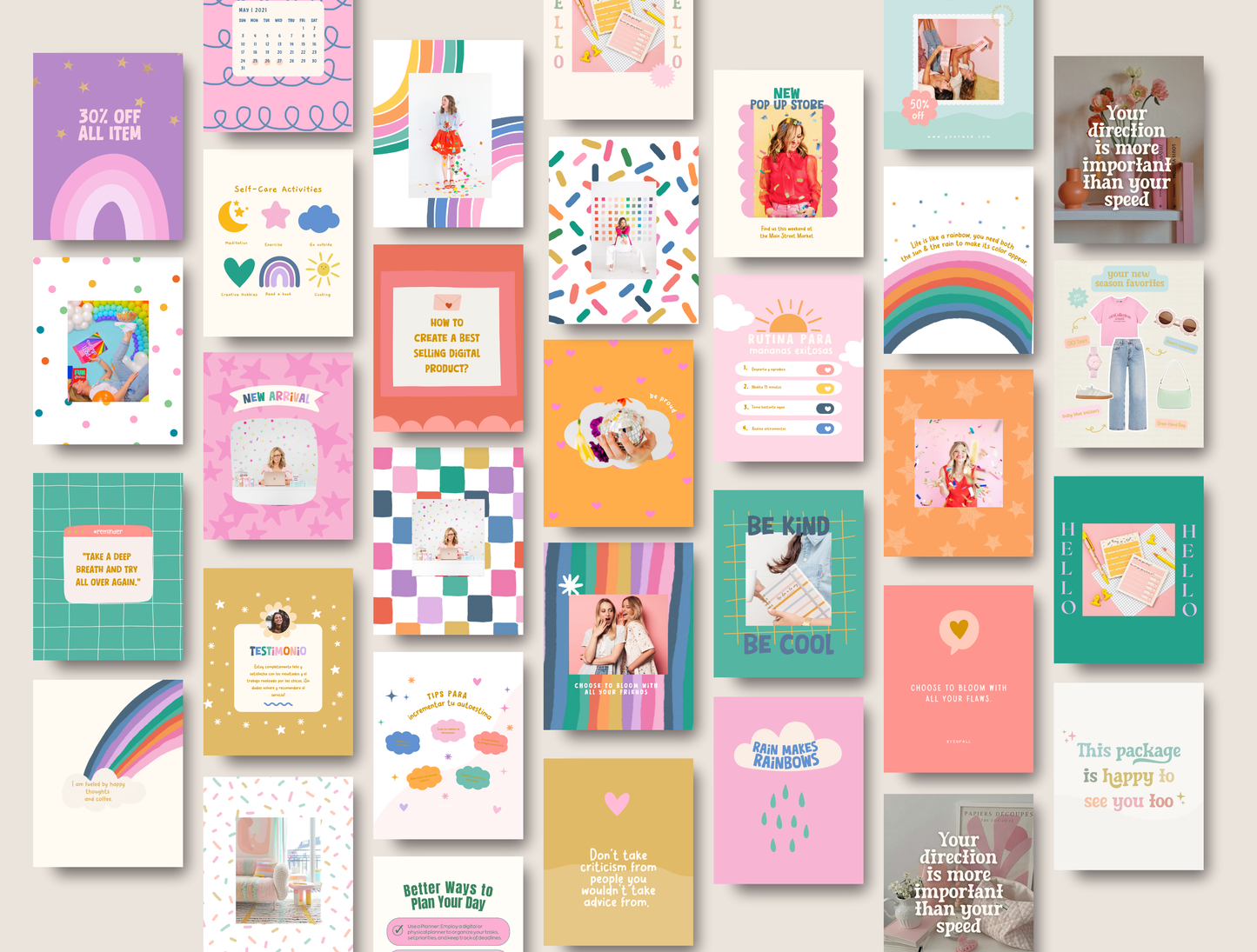 Rainbow Instagram template Bundle