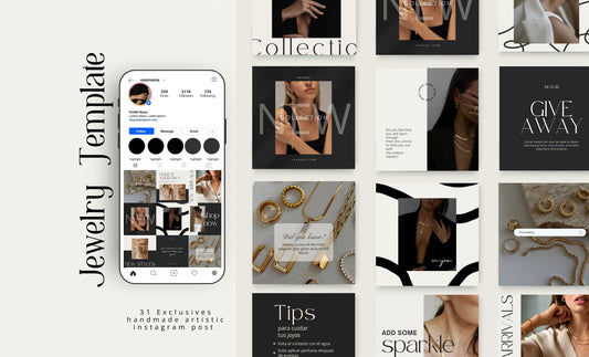 Plantilla de feed de Instagram de joyería para Canva: plantillas de publicaciones de alto impacto visual y estrategia de participación para pequeñas empresas
