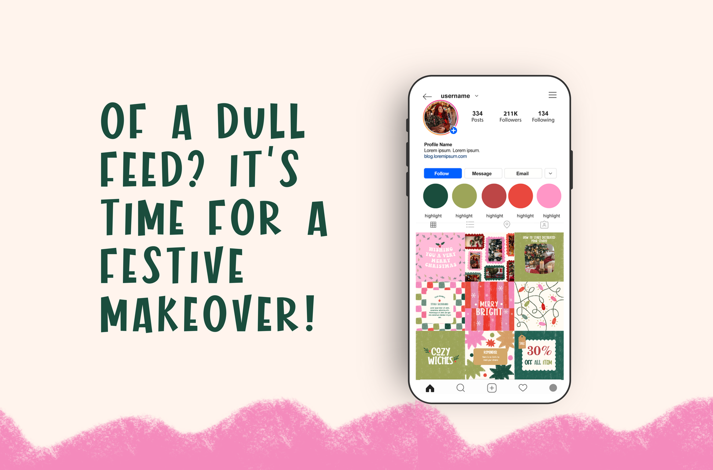 Bright Christmas instagram template - Hand Drawn Illustrated Christmas - Holiday post