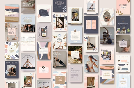 Plantilla de Instagram de bienestar, diseño artístico bohemio orgánico, ilustración dibujada a mano para entrenadores de yoga, salud, espiritualidad y terapia.