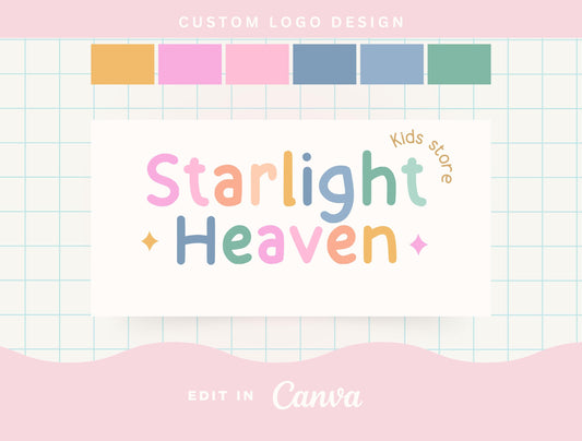 Diseño de logotipo de moda - Logotipo retro boho - Logotipo colorido - Logotipo de pequeña empresa - Logotipos modernos brillantes - Logotipo de boutique para niños - Logotipo divertido