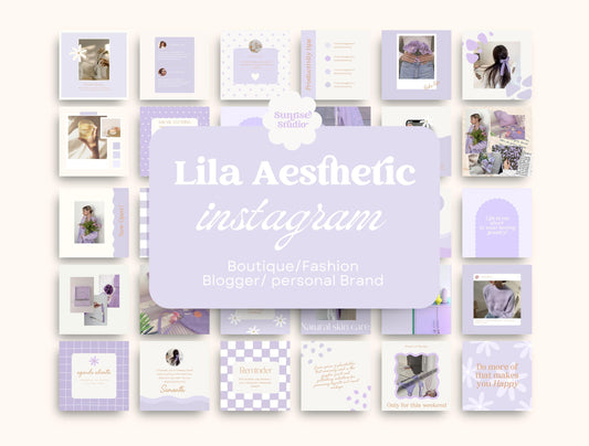 Plantillas de Instagram delicadas en lila pastel para coaches, boutiques y pequeñas empresas, feed de compromiso estético, feed minimalista en lila