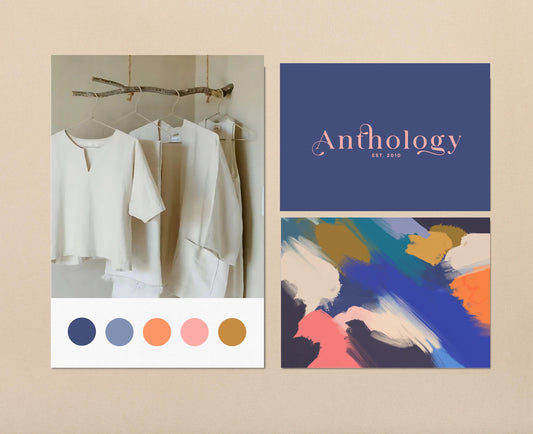 Kit de marca bohemia artística prediseñado para boutiques / Tablero de marca personalizable, logotipos, pegatinas, patrones y plantillas de Instagram / Descarga instantánea