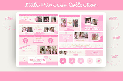 Kit de tienda Etsy rosa, lindo y divertido: incluye plantillas de banner y anuncios para Etsy. Plantillas divertidas de Canva para impulsar tu tienda online.