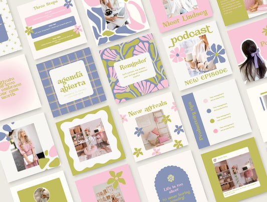 Plantilla de Instagram de moda con flores abstractas / feed de Instagram de boutique / feed de moda / plantilla de compromiso