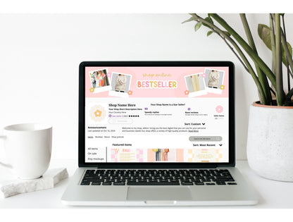 Kit de tienda Etsy con temática de atardecer - Plantillas de banner y anuncios de Etsy - Plantillas divertidas de Canva para impulsar tu tienda online