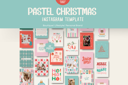 Christmas Instagram Template Canva - Holiday Instagram post feed - Festive Instagram Post Templates for Christmas Pink