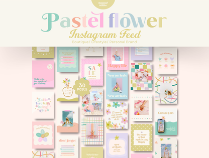 Hand-Drawn Floral Instagram Template | Pastel Canva Template for Small Business Branding & Aesthetic Feed