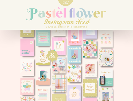 Hand-Drawn Floral Instagram Template | Pastel Canva Template for Small Business Branding & Aesthetic Feed