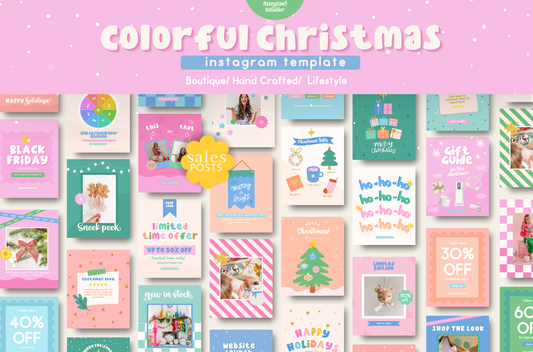 Colorful Christmas Canva template- Holiday Instagram template- Christmas instagram Feed-season sales template