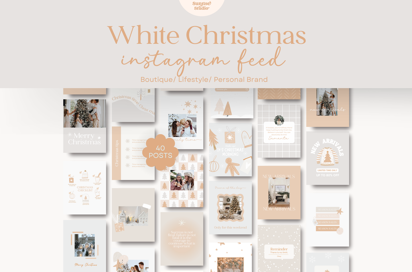 White Christmas instagram template - Hand Drawn Illustrated Christmas - Holiday post