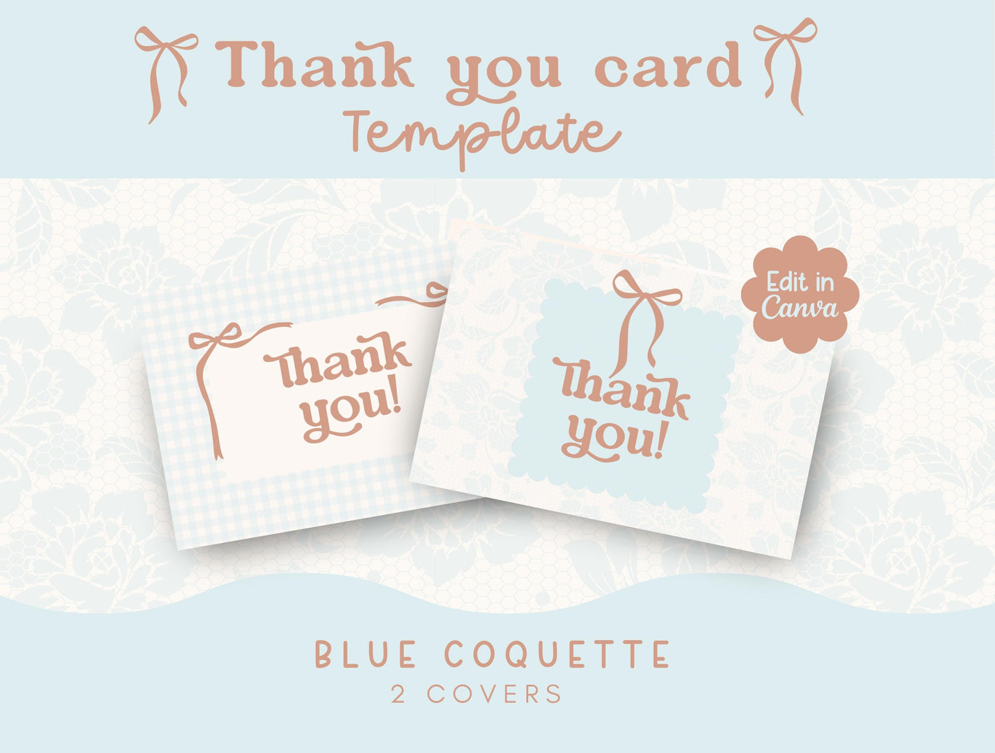 Tarjeta de agradecimiento de Blue Coquette / Agradecimiento al cliente / Embalaje azul / Marca para pequeñas empresas