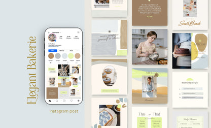 Plantilla elegante de feed de Instagram de panadería para Canva: plantillas de publicaciones artísticas de alto impacto visual y estrategia de participación para pequeñas empresas.