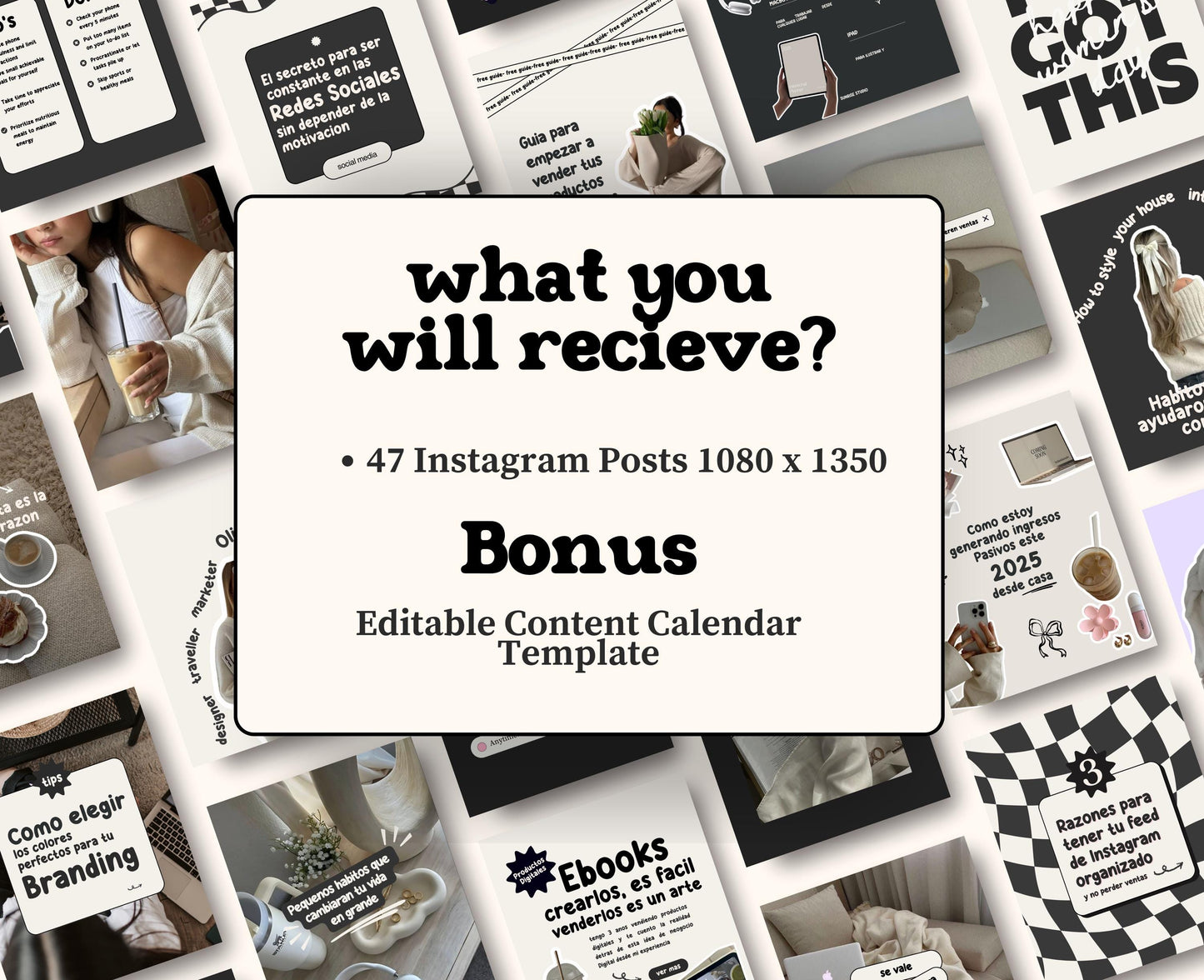 Plantilla de publicación viral neutra para Instagram: estética femenina para influencers, coaches de redes sociales y profesionales del marketing.