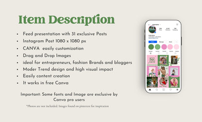 Feed de Instagram moderno y elegante de estilo retro, plantilla de Canva, estrategia de participación de publicaciones vintage para pequeñas empresas, blogueros de estilo de vida