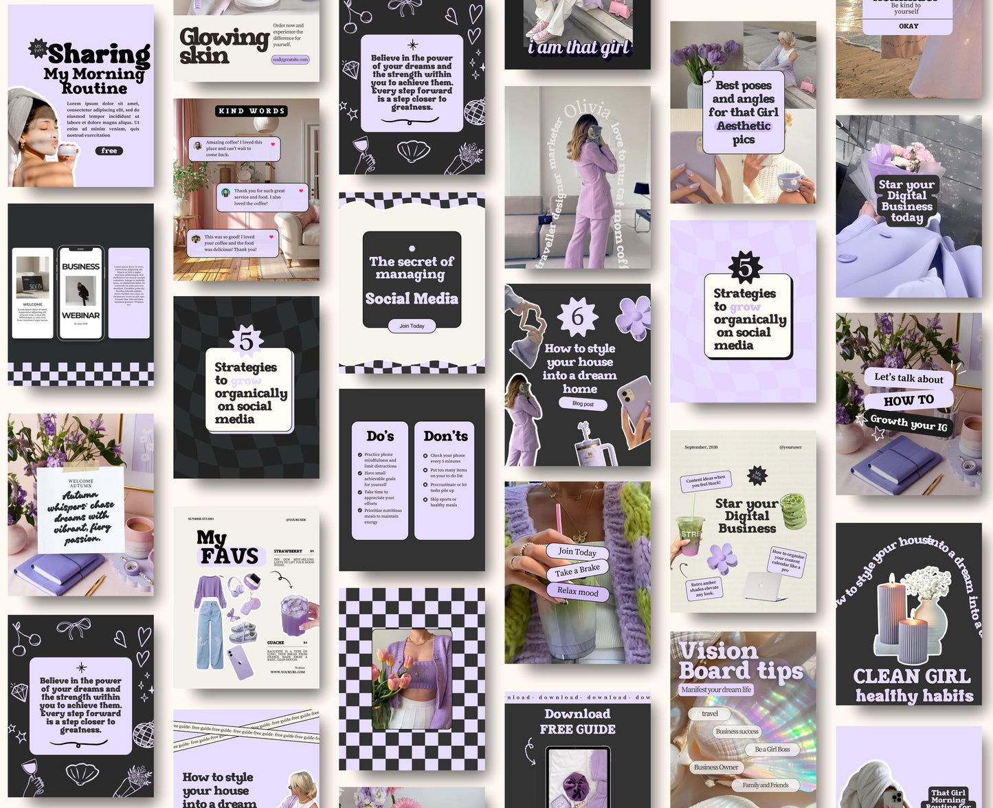 Plantilla de publicación viral de Instagram Lila: estética femenina para influencers, coaches de redes sociales y profesionales del marketing.