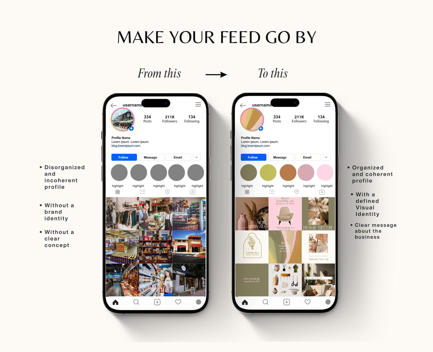 Servicio de diseño de Instagram personalizado para propietarios de empresas
