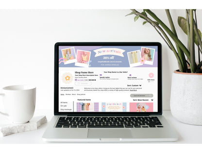 Kit de tienda Etsy Blue Lila lúdico: paquete de plantillas de banner y anuncios de Etsy - Plantillas divertidas de Canva para impulsar tu tienda online