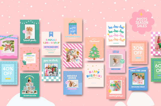Colorful Christmas Canva template- Holiday Instagram template- Christmas instagram Feed-season sales template