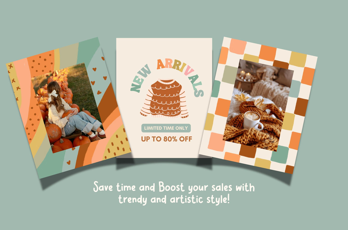 Plantillas de paquete de feeds de Instagram de Feliz Día de Acción de Gracias - Impulsa la participación - Plantilla de ventas navideñas - Feed de otoño - Plantilla de Canva de otoño - Historia de ventas