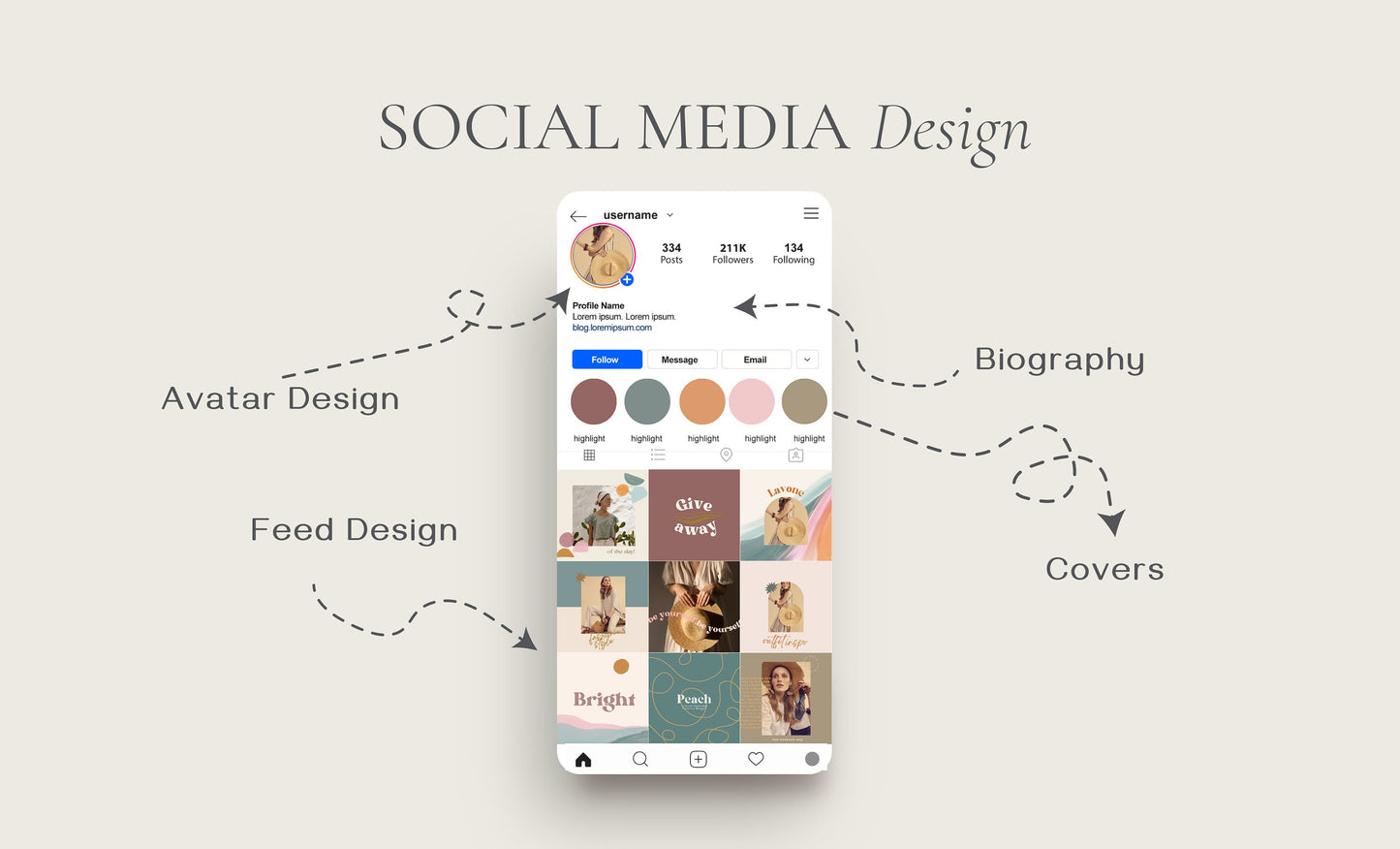 Marca de lujo bohemia prefabricada / Diseño de marca / Logotipo / Redes sociales