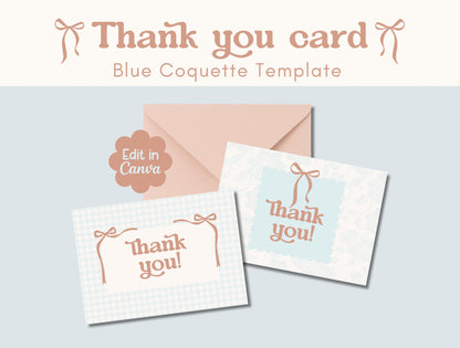 Tarjeta de agradecimiento de Blue Coquette / Agradecimiento al cliente / Embalaje azul / Marca para pequeñas empresas