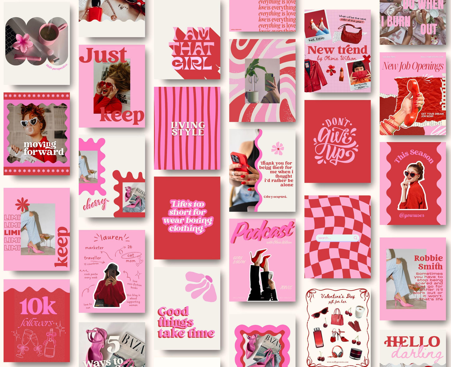 Vibrant Red & Pink Instagram Template Pack | Trendy Canva Templates for Influencers, Content Creators & Digital Marketers