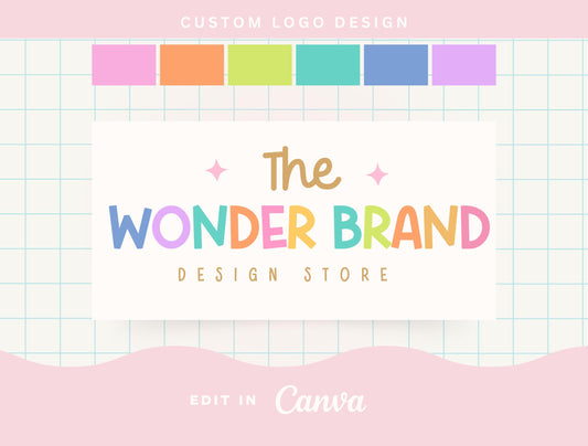 Logotipo colorido: diseño bohemio retro de moda para pequeñas empresas, logotipos modernos y brillantes para boutiques infantiles y marcas divertidas