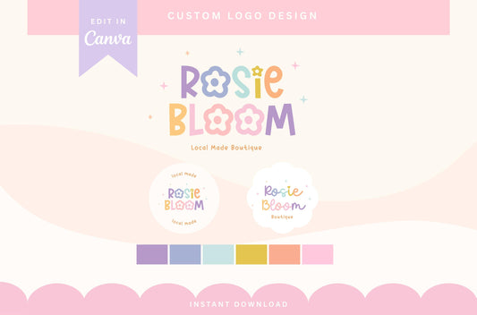 Logotipo colorido: diseño bohemio retro de moda para pequeñas empresas, logotipos modernos y brillantes para boutiques infantiles y marcas divertidas.