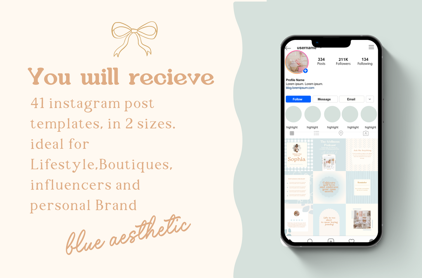Blue Coquette Aesthetic Instagram Template