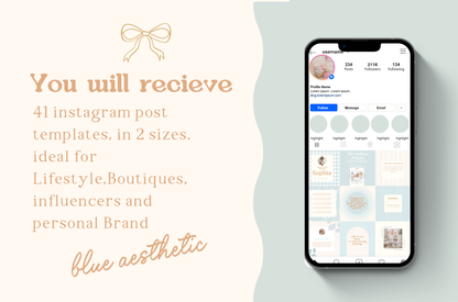 Blue Coquette Aesthetic Instagram Template