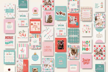 Christmas Instagram Template Canva - Holiday Instagram post feed - Festive Instagram Post Templates for Christmas Pink