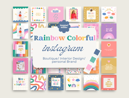 Rainbow Instagram template Bundle