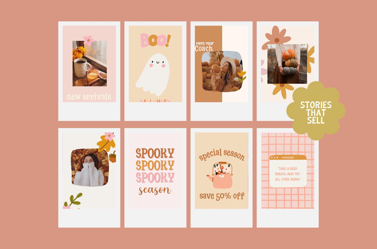 Plantillas de Instagram para otoño (Canva) - Ideas para historias de Instagram de otoño - Plantillas para publicaciones de Instagram de otoño - Instagram de Halloween/Temporada de rebajas